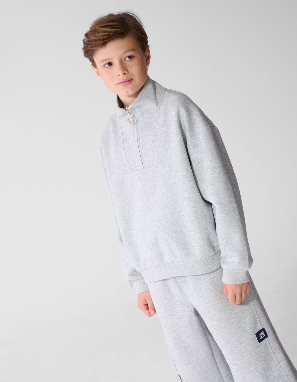 Melange Balloon Fit Sweater Lichtgrijs SHOEBY BOYS