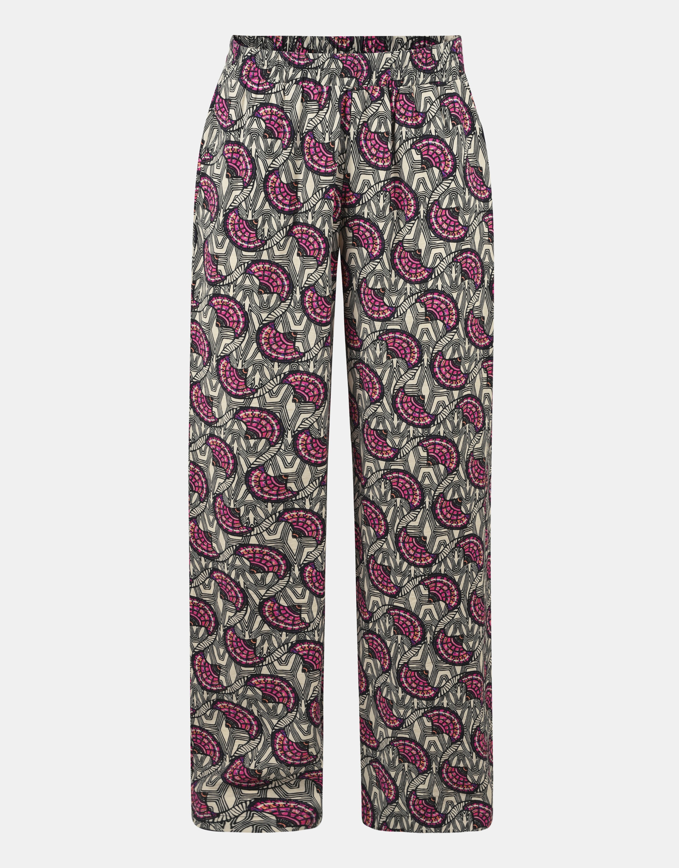 Grafische Print Wide Leg Broek Zwart Eksept