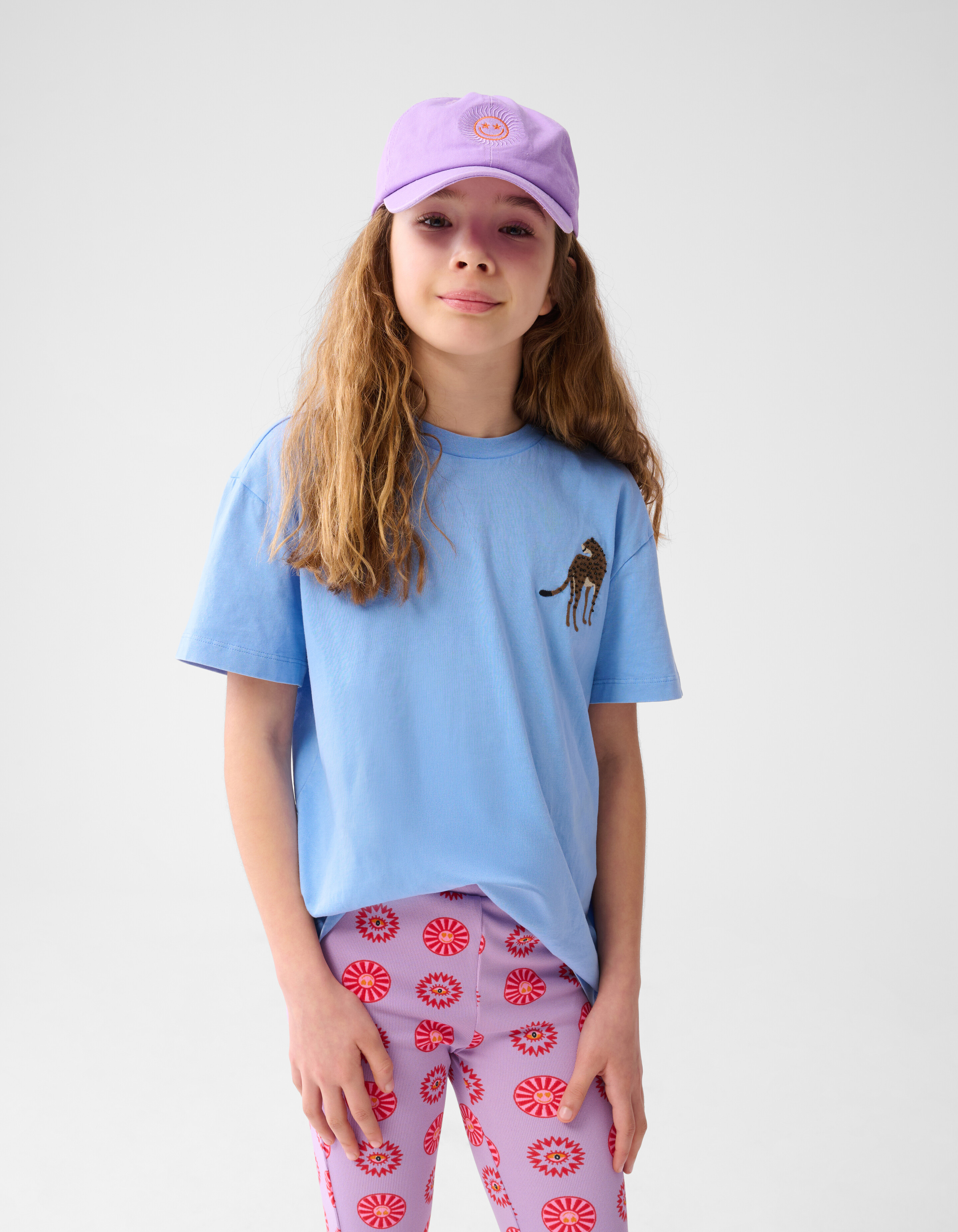 Leopard Embroidery T-shirt Lichtblauw By Lizzy SHOEBY GIRLS