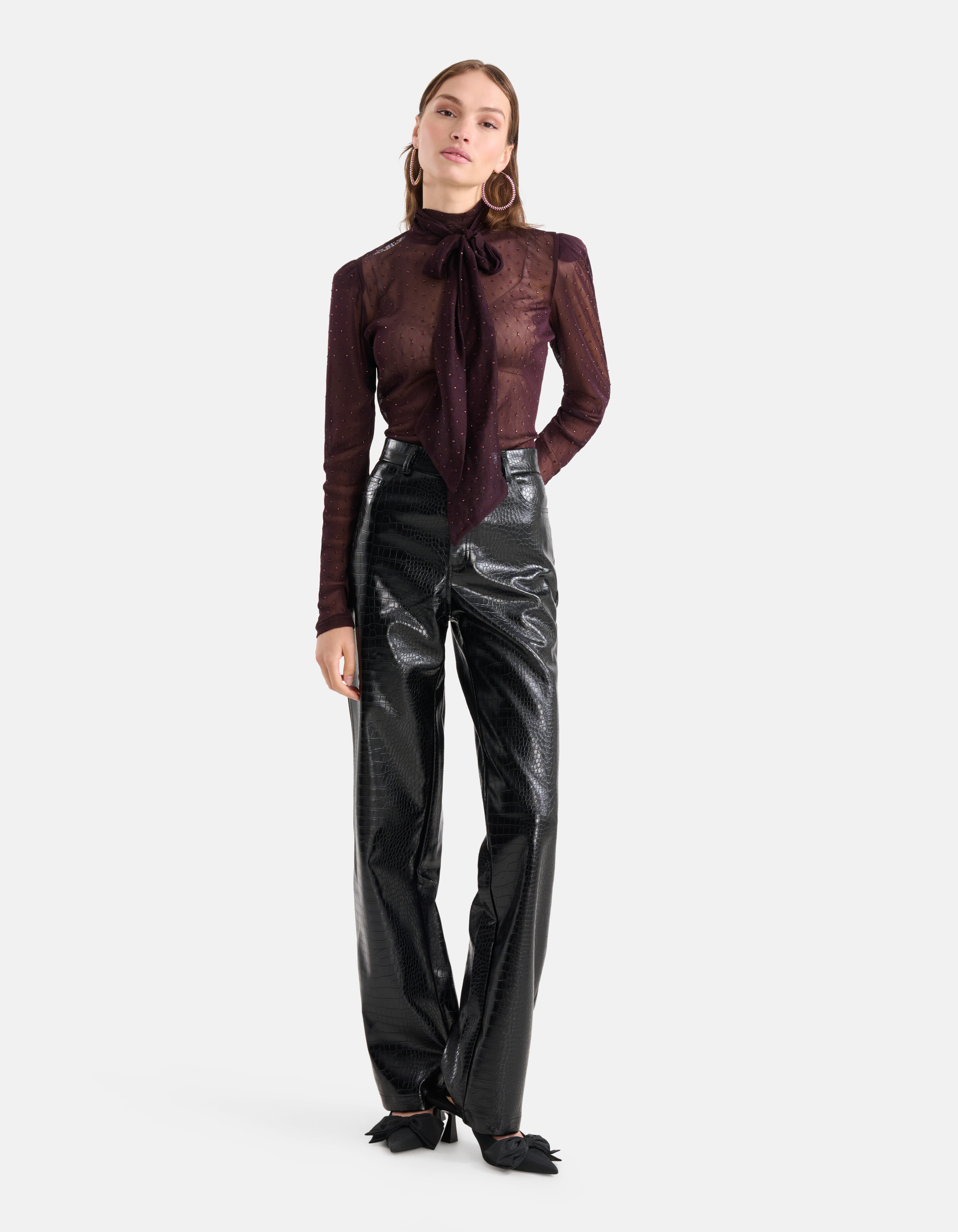 Strass Mesh Top Bordeaux SHOEBY WOMEN