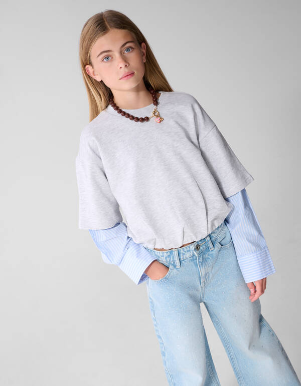 Balloon Longsleeve T-shirt Lichtgrijs SHOEBY GIRLS