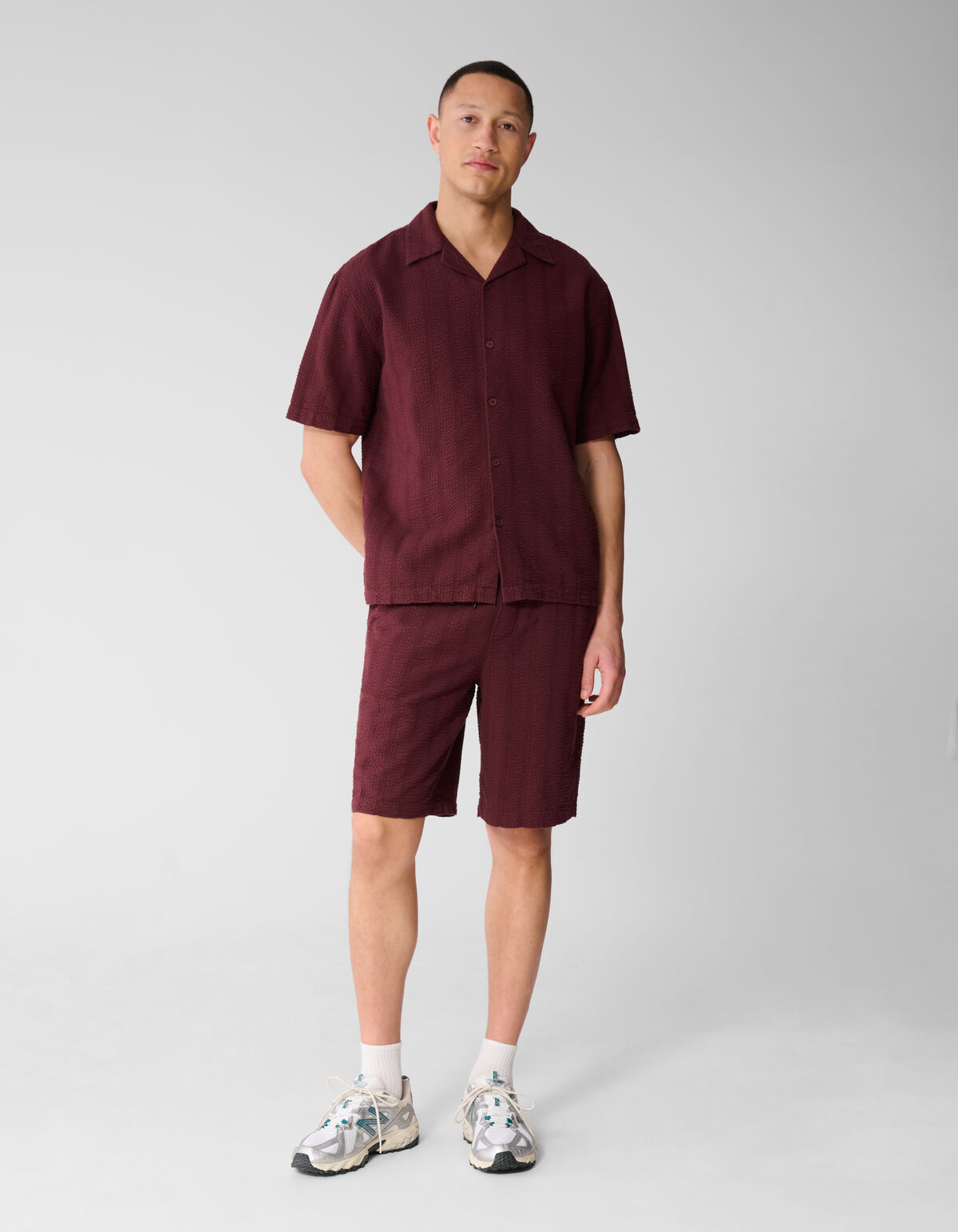Seersucker Stripe Short Donkerrood SHOEBY MEN