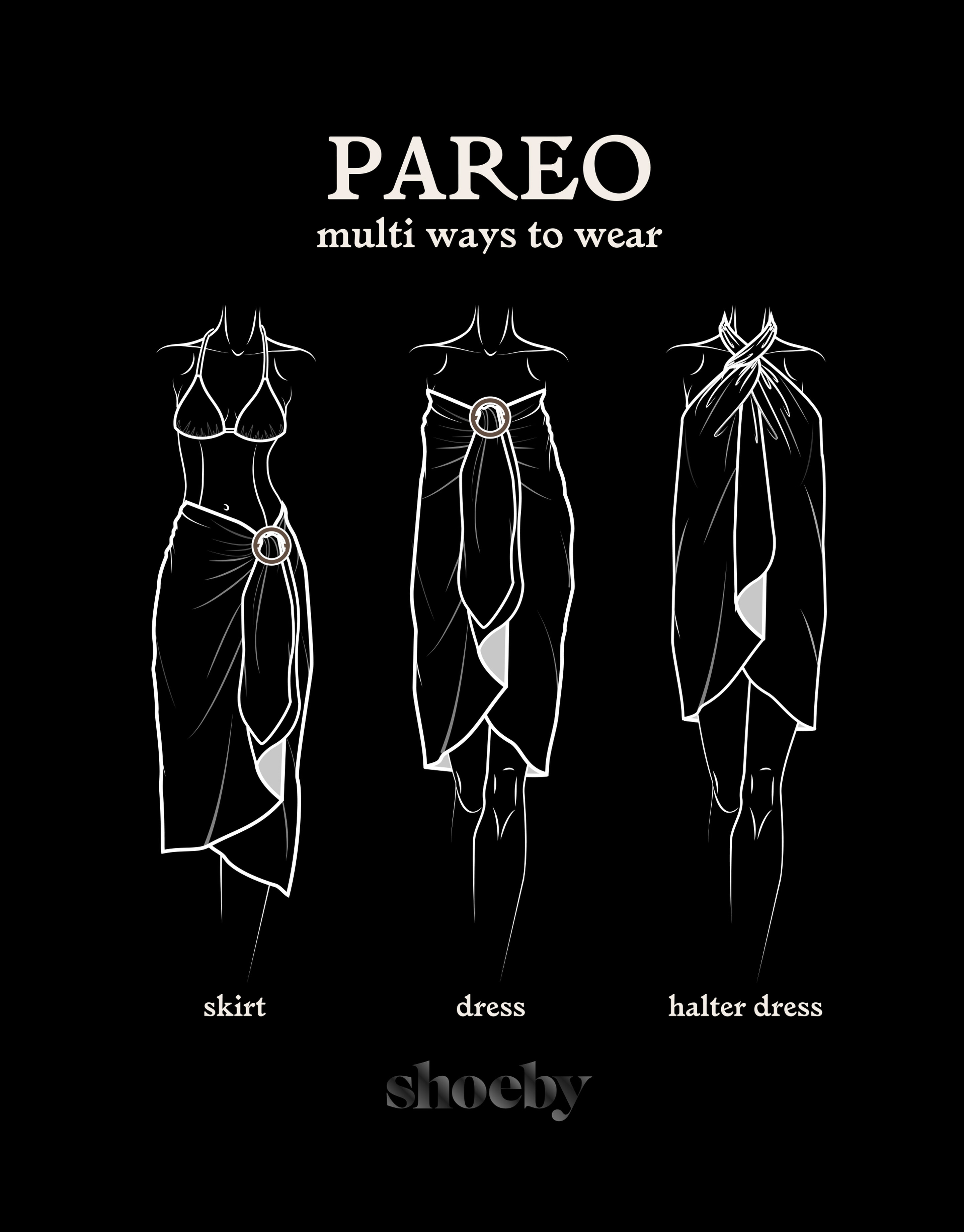 Printed Pareo Gebroken Wit SHOEBY ACCESSOIRES