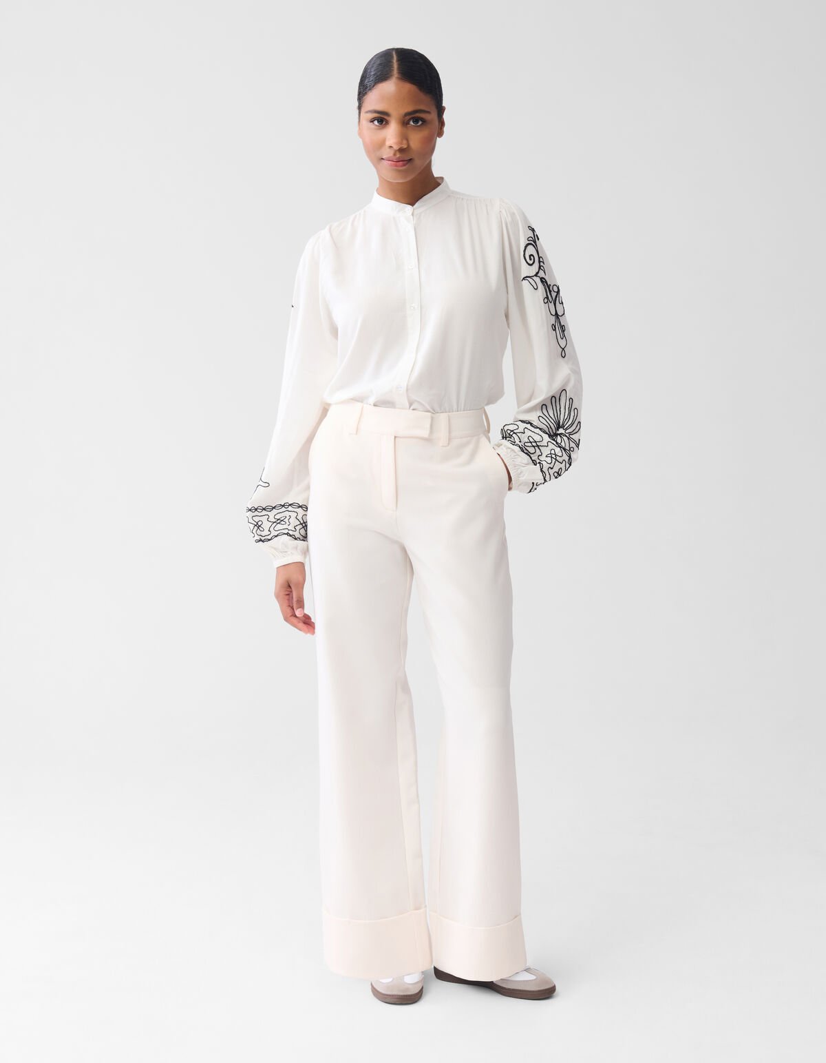 Cord Embroidery Blouse Gebroken Wit By Fred SHOEBY WOMEN