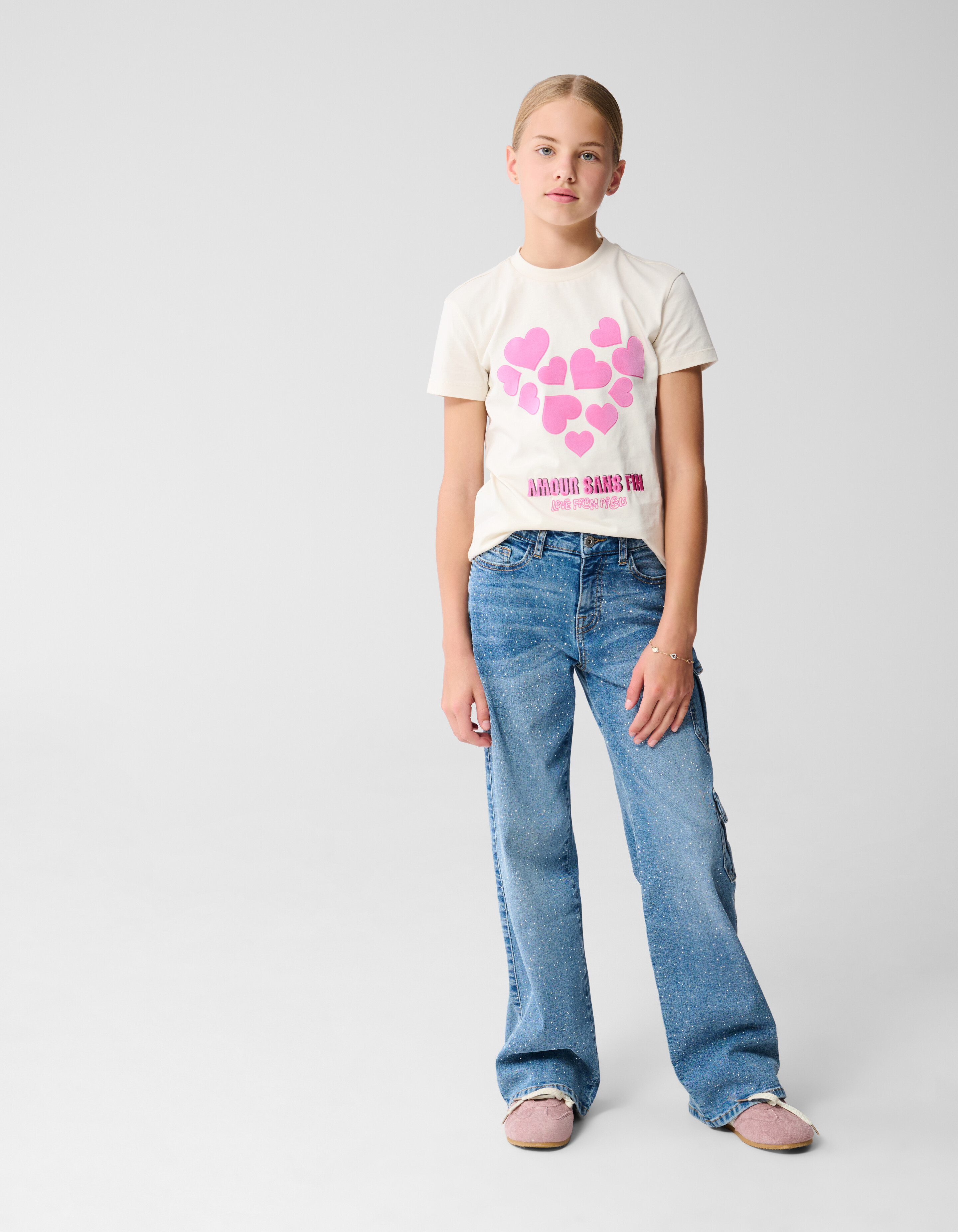 Heart Artwork T-shirt Gebroken Wit SHOEBY GIRLS