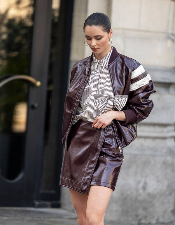 Pinstripe Strik Blouse Wit/Rood SHOEBY WOMEN