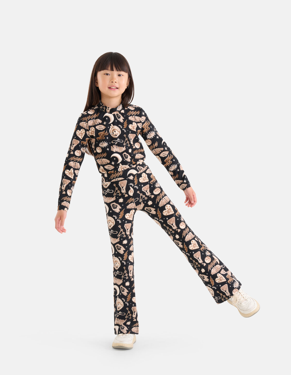 Printed Flared Broek Bruin SHOEBY GIRLS