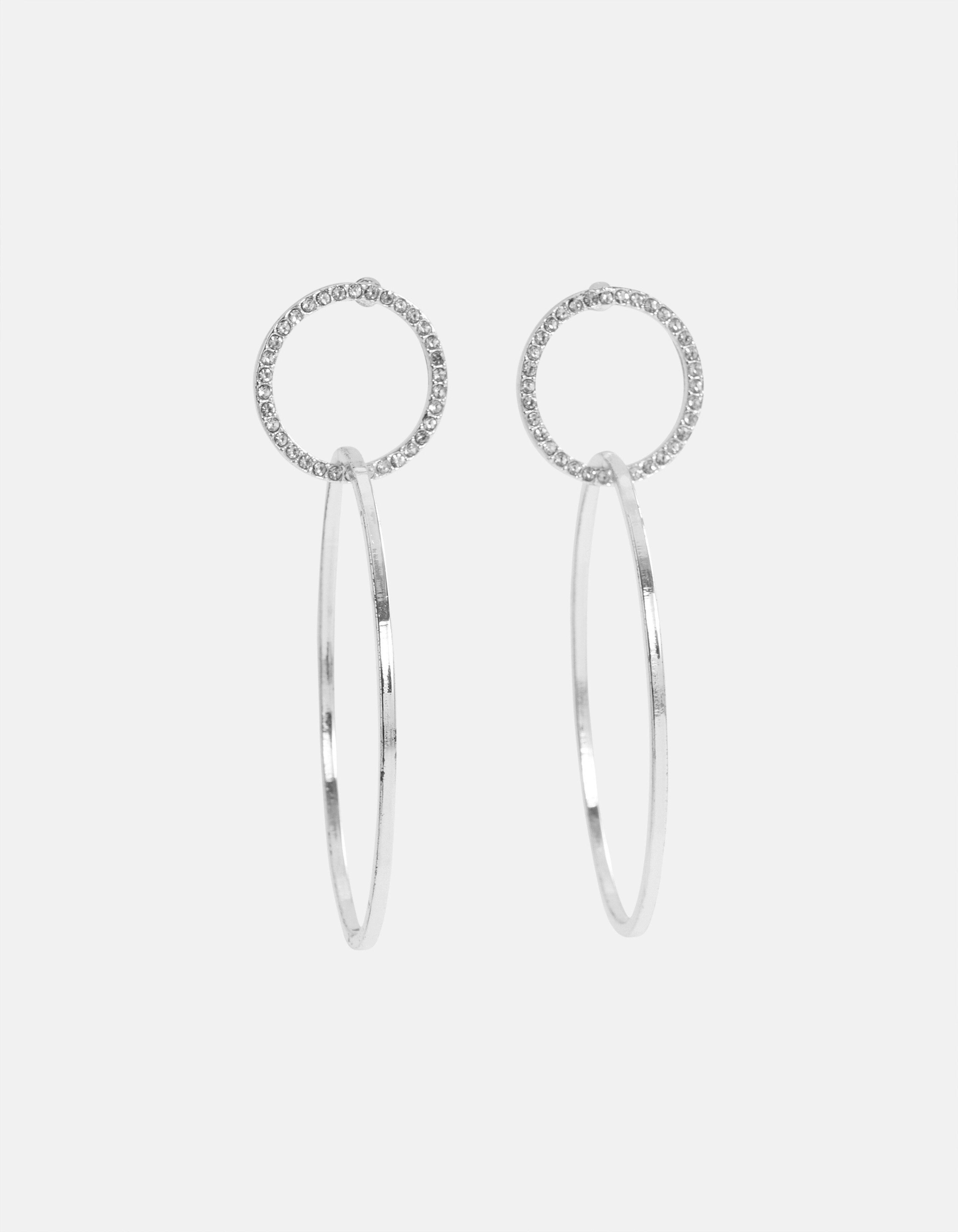 Strass Oval Oorbellen Zilver SHOEBY ACCESSOIRES