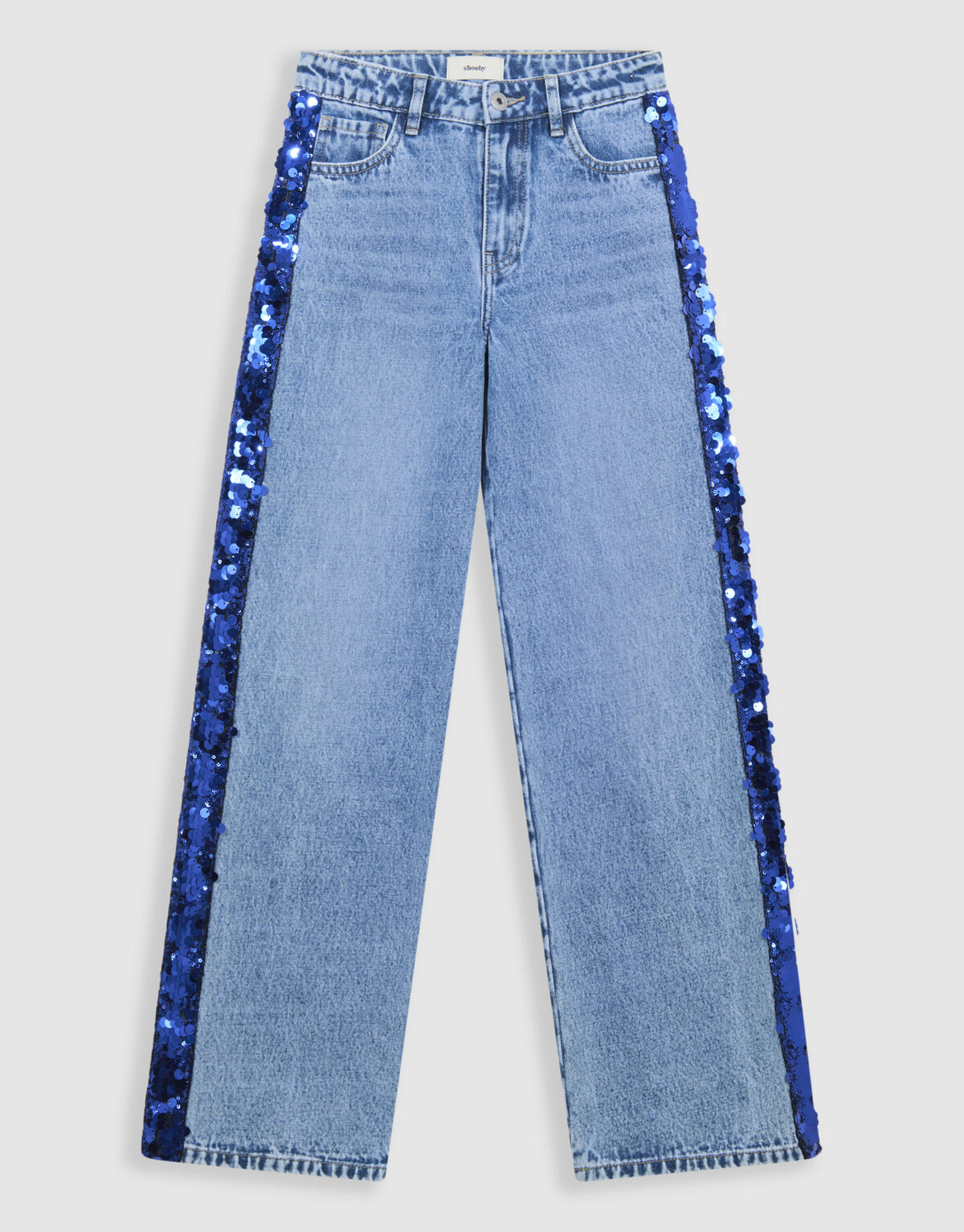 Glitter Tape Wide Leg Jeans Blauw SHOEBY ACCESSOIRES