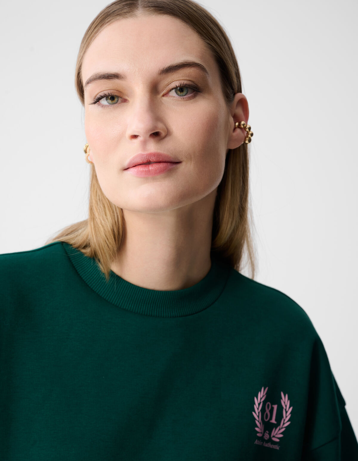 Social Club Artwork Sweater Donkergroen SHOEBY WOMEN