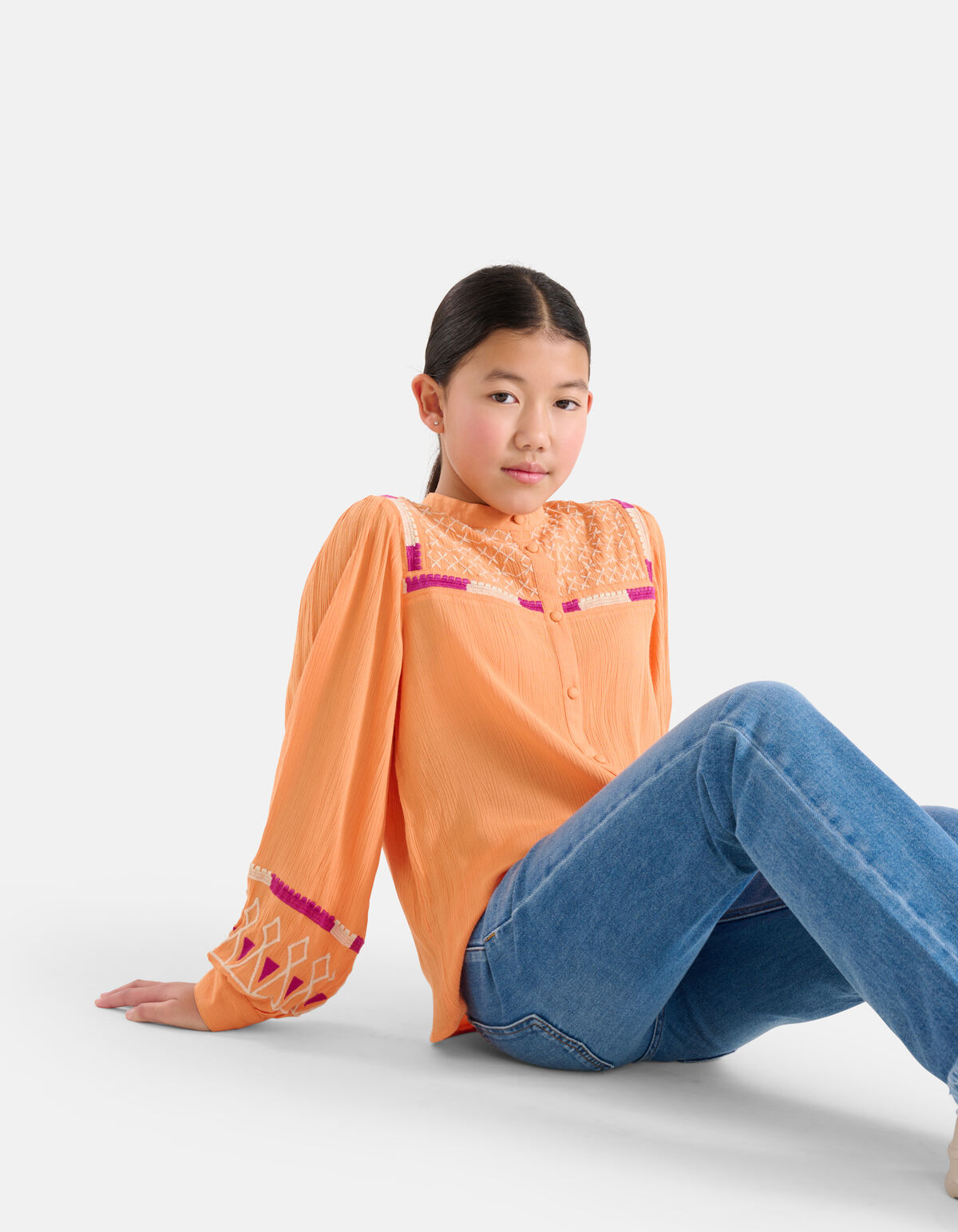 Embroidery Blouse Oranje SHOEBY GIRLS
