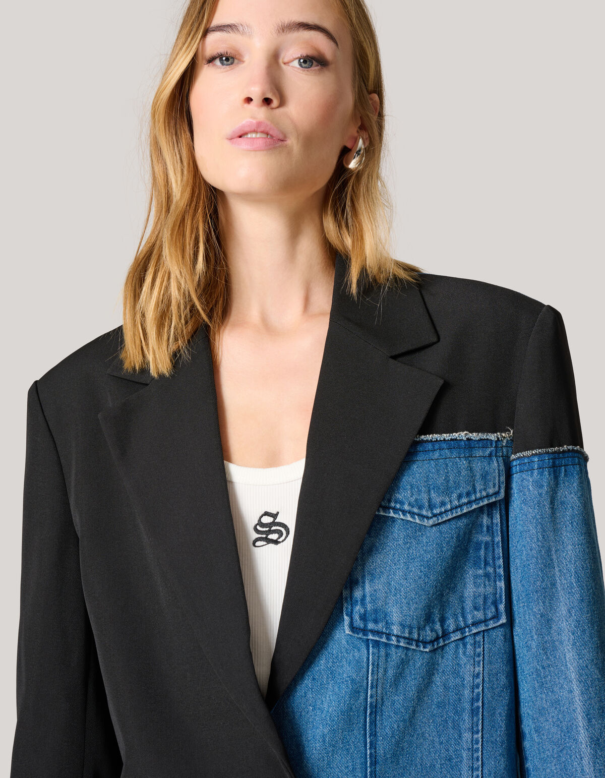 Two Tone Denim blazer Zwart/blauw SHOEBY WOMEN