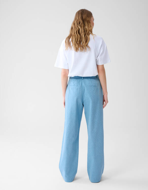 Strass Denim Wide Leg Broek Blauw SHOEBY WOMEN