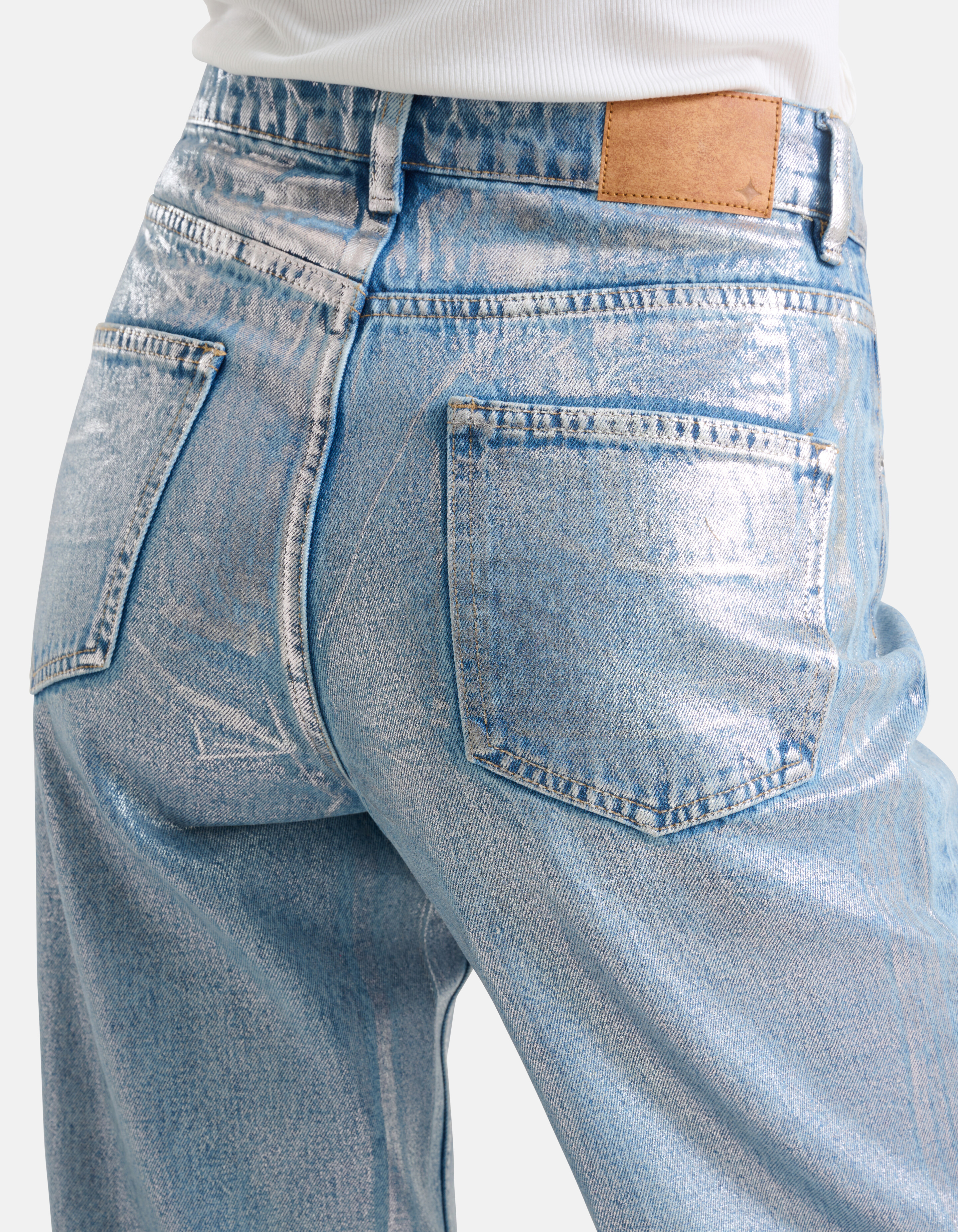 Metallic Wide Leg Jeans Zilver SHOEBY WOMEN