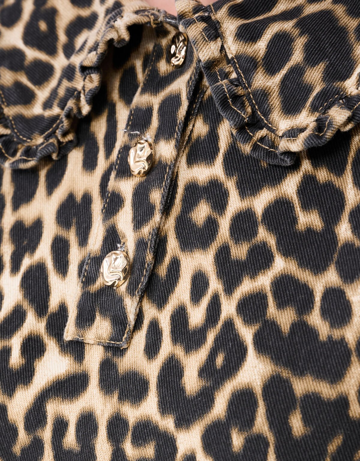 Denim Collar Leopard Mini Jurk Bruin SHOEBY WOMEN