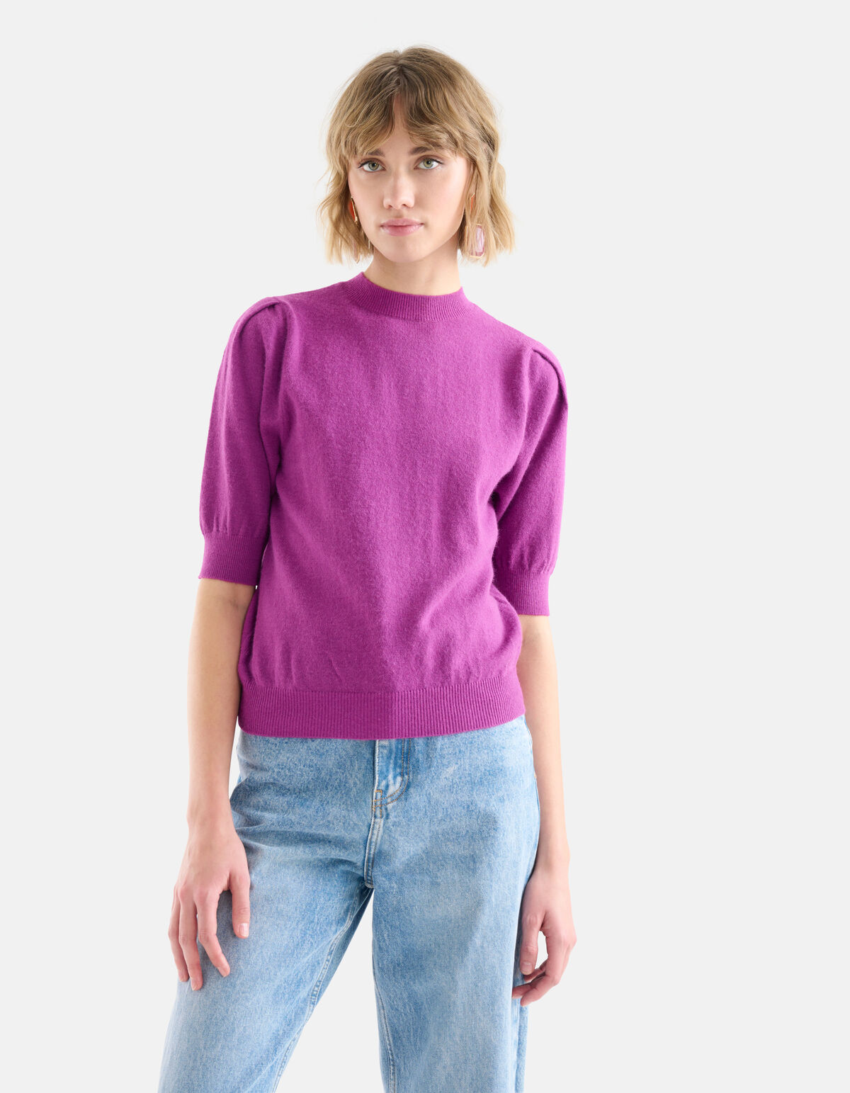 Pofmouwen Top Donkerpaars SHOEBY WOMEN
