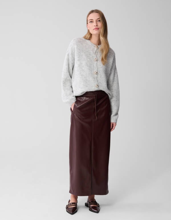 Vegan Leren Maxi Rok Donkerrood SHOEBY WOMEN