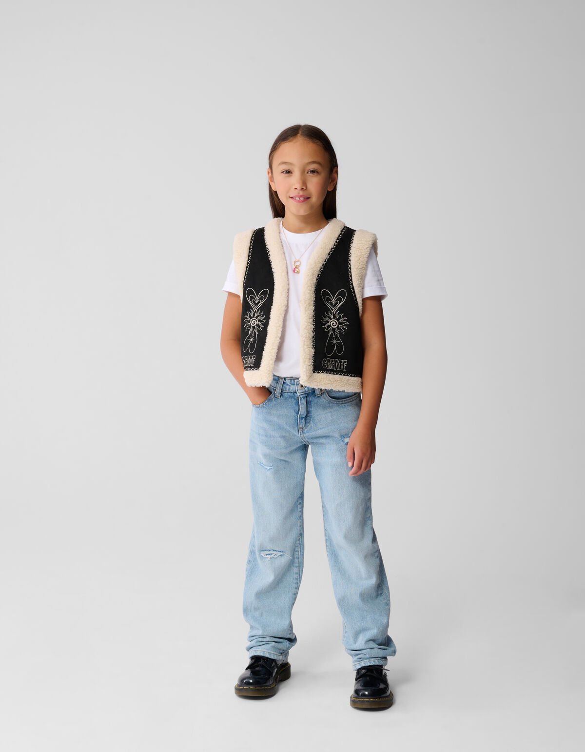 Teddy Embroidery Gilet Zwart SHOEBY GIRLS