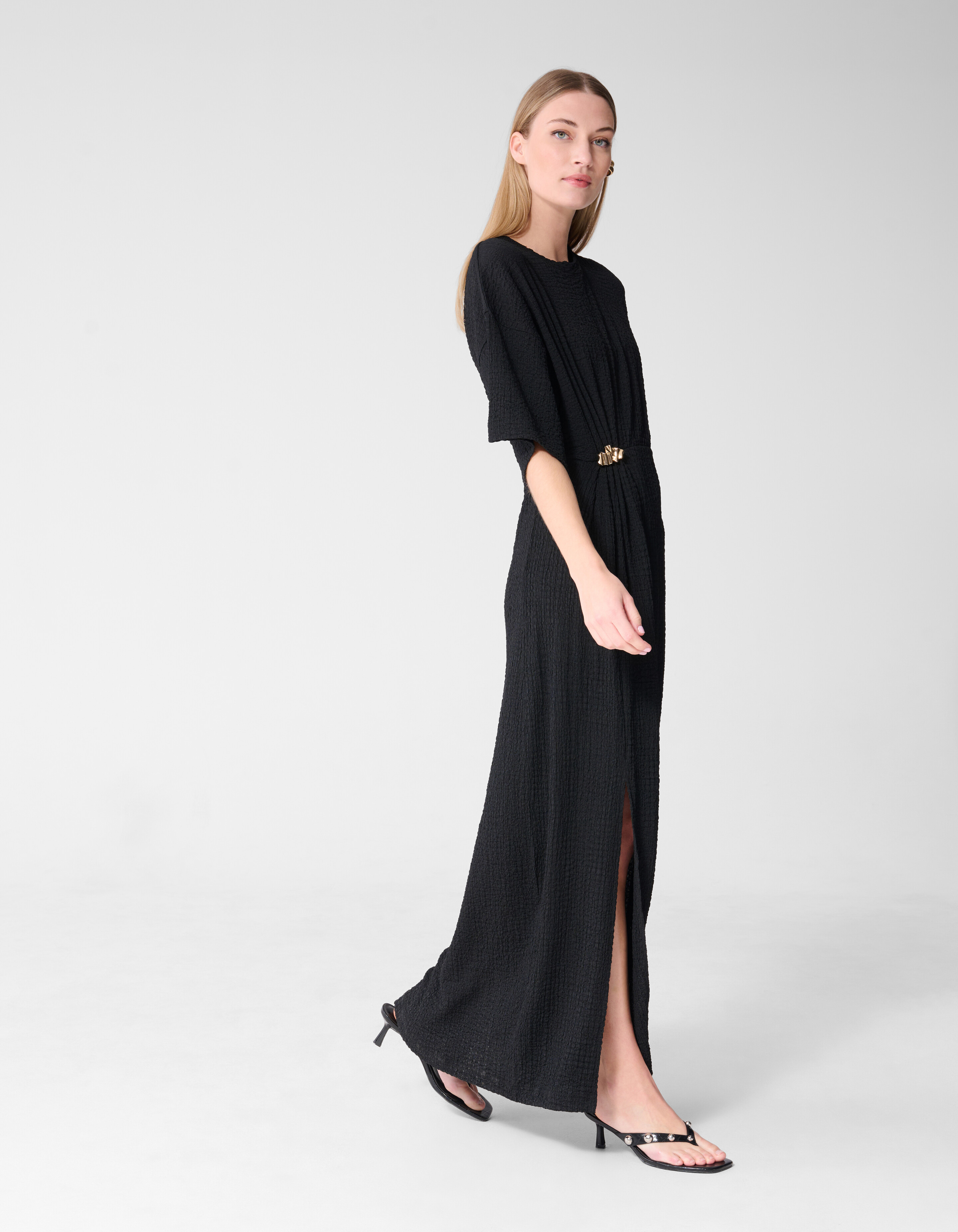 Organic Crinkle Maxi Jurk Zwart SHOEBY WOMEN