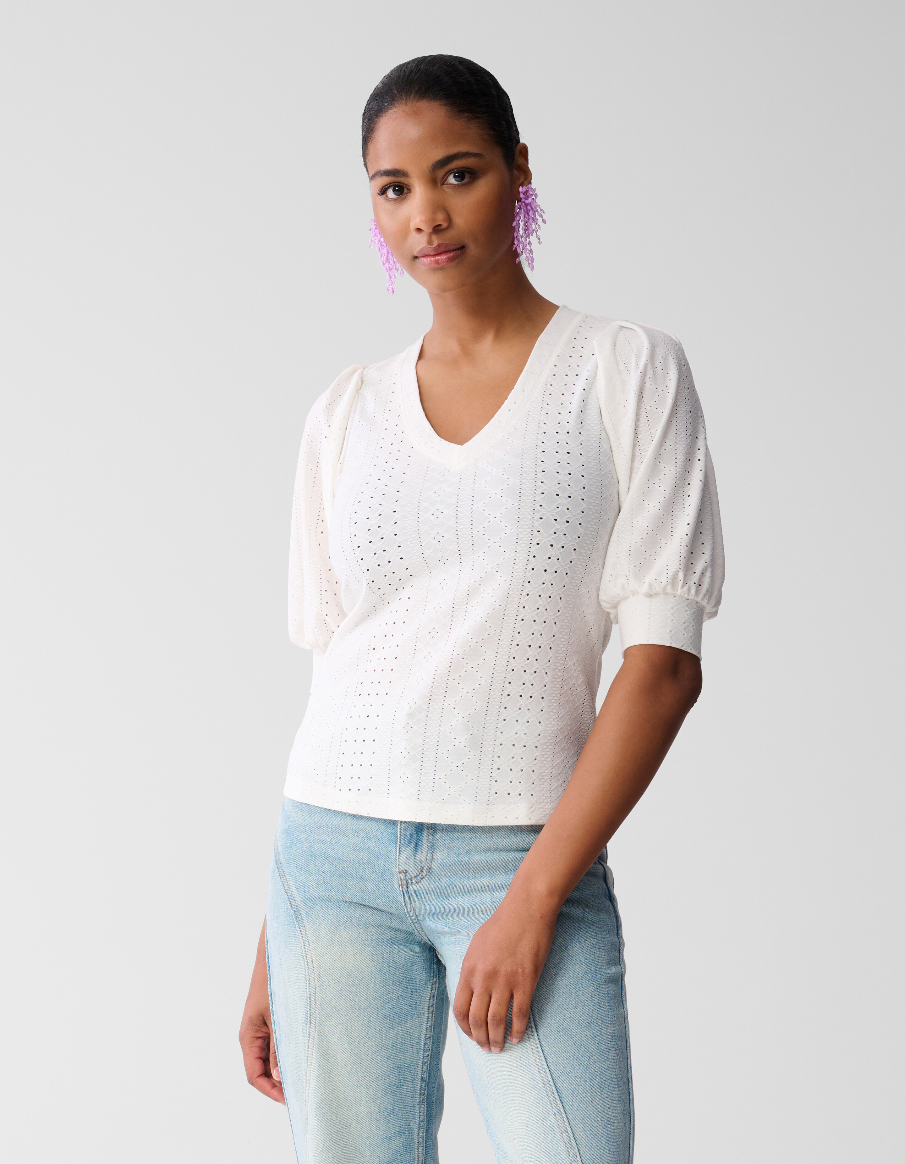 Embroidery Top Gebroken Wit SHOEBY WOMEN