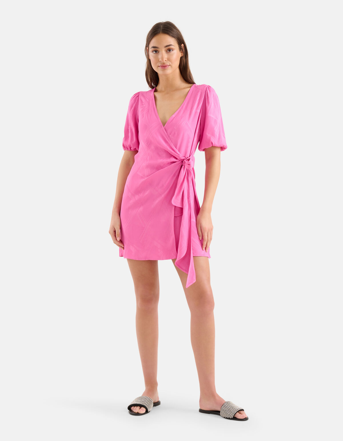 Jacquard Wrap Jurk Roze SHOEBY WOMEN