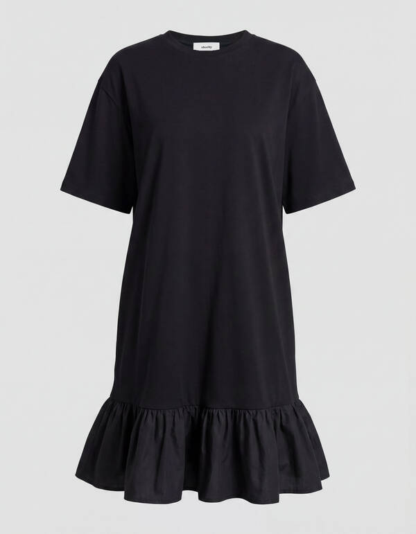 Ruffle T-shirt Mini Jurk Zwart SHOEBY WOMEN