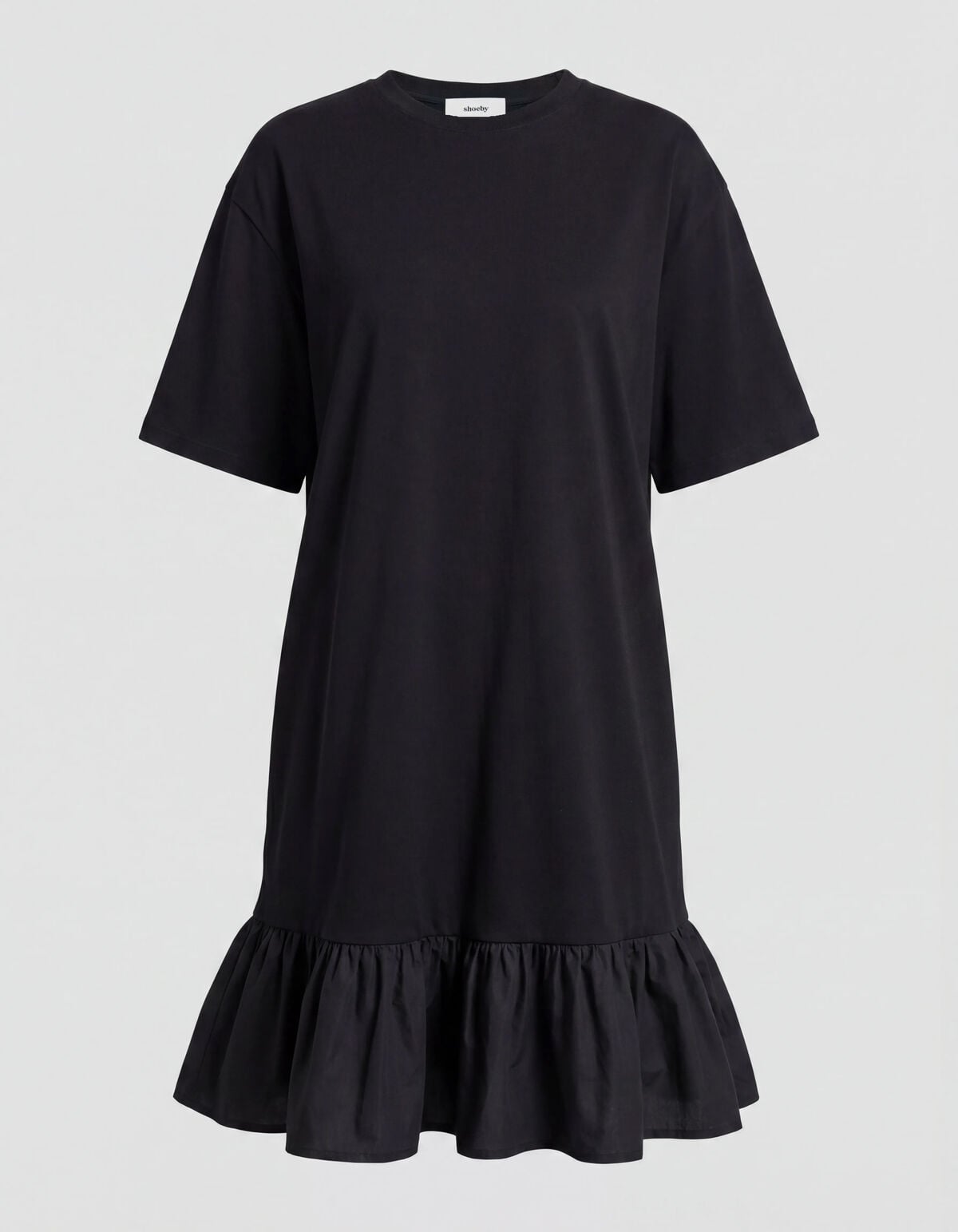 Ruffle T-shirt Mini Jurk Zwart SHOEBY WOMEN