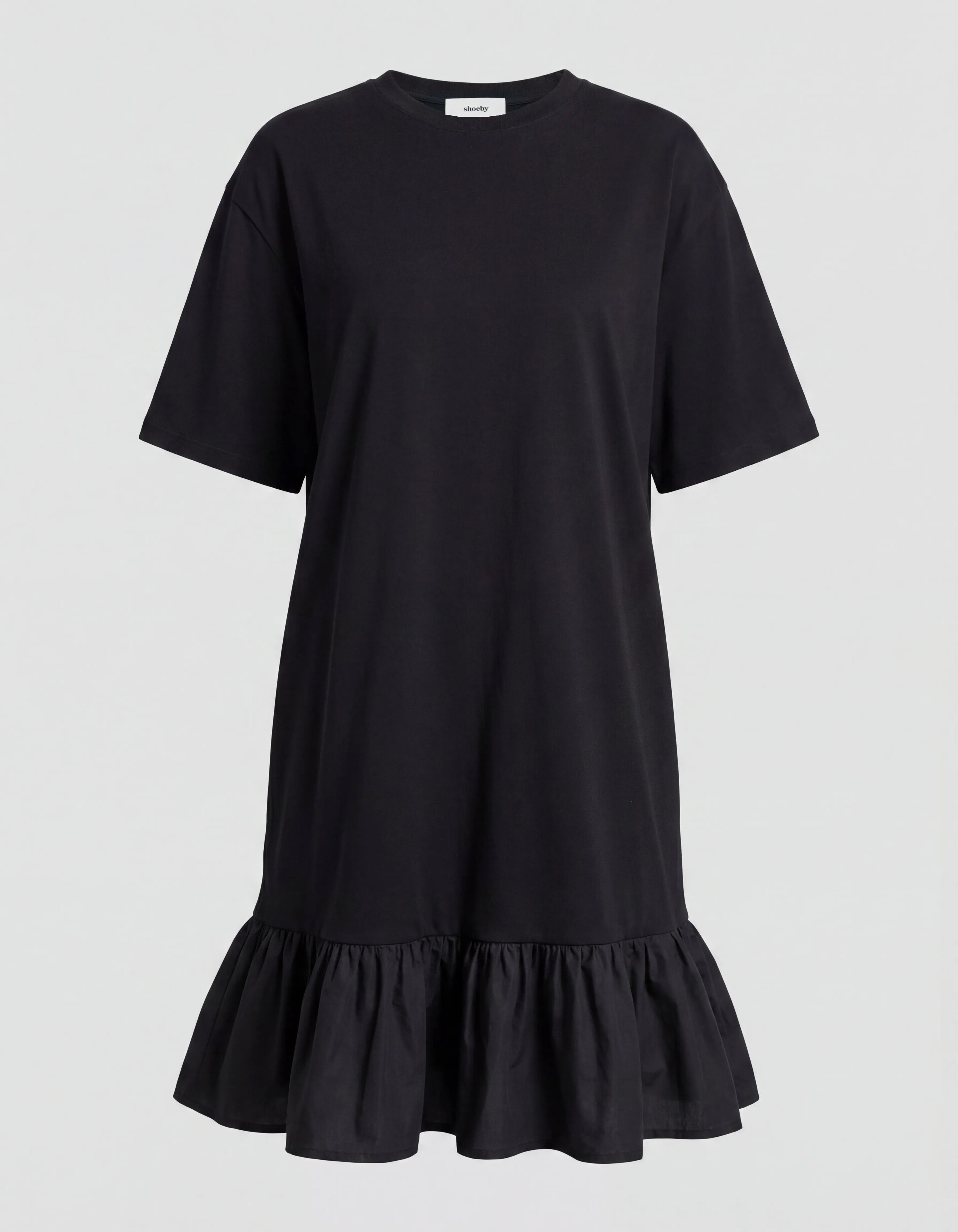 Ruffle T-shirt Mini Jurk Zwart SHOEBY WOMEN