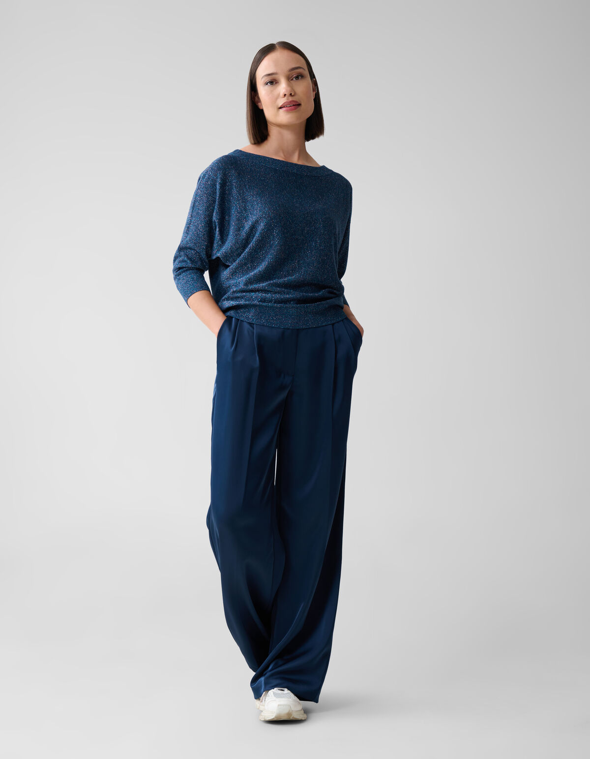 Glitter Vleermuismouwen Trui Donkerblauw SHOEBY WOMEN