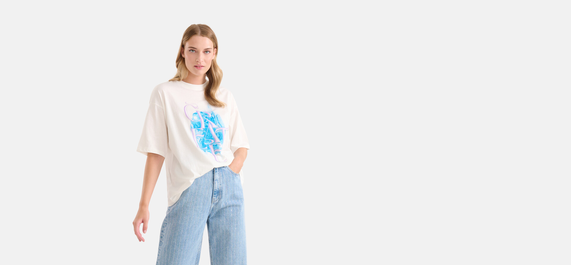 Artwork T-shirt Gebroken Wit SHOEBY WOMEN