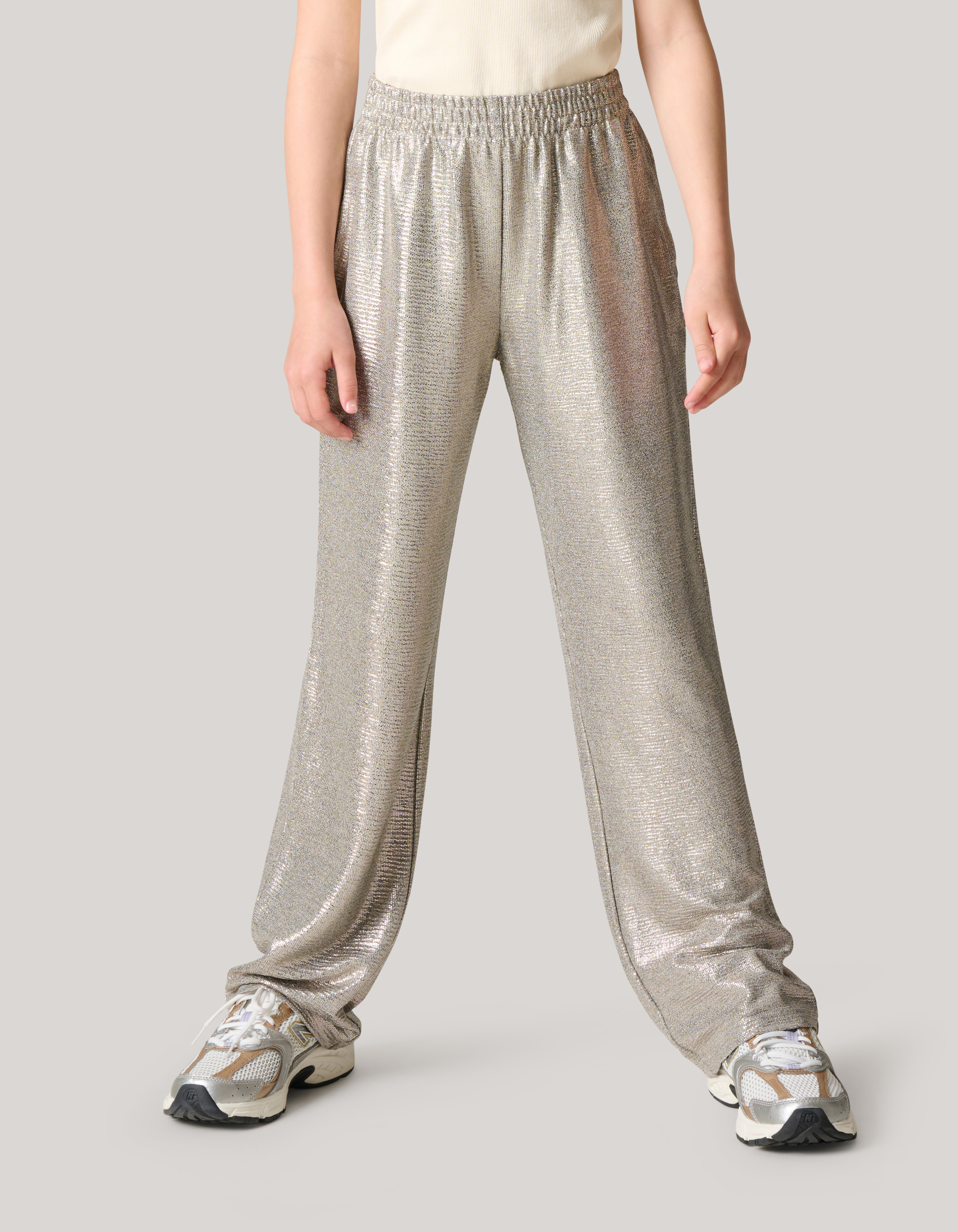 Metallic Wide Leg Broek Zilver SHOEBY GIRLS