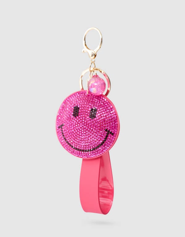 Strass Smile Sleutelhanger Roze ACCESSOIRES SHOEBY