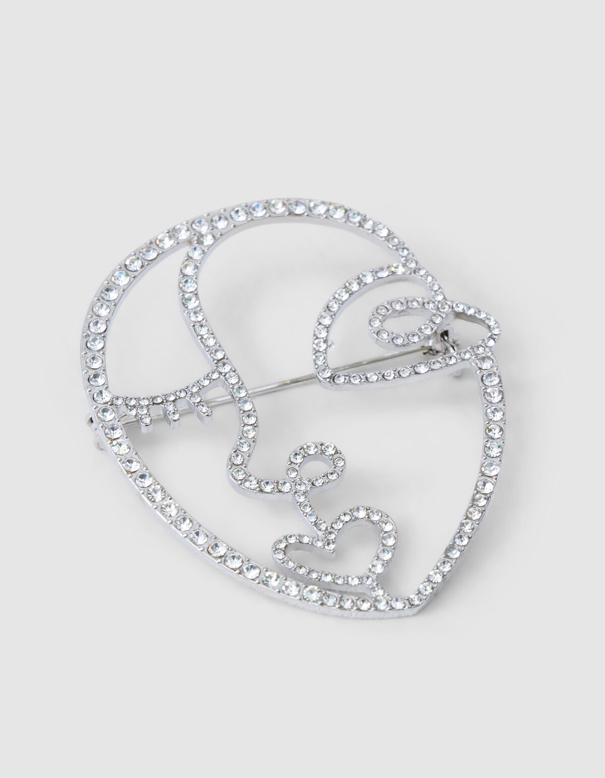 Strass Face Broche Zilver SHOEBY ACCESSOIRES