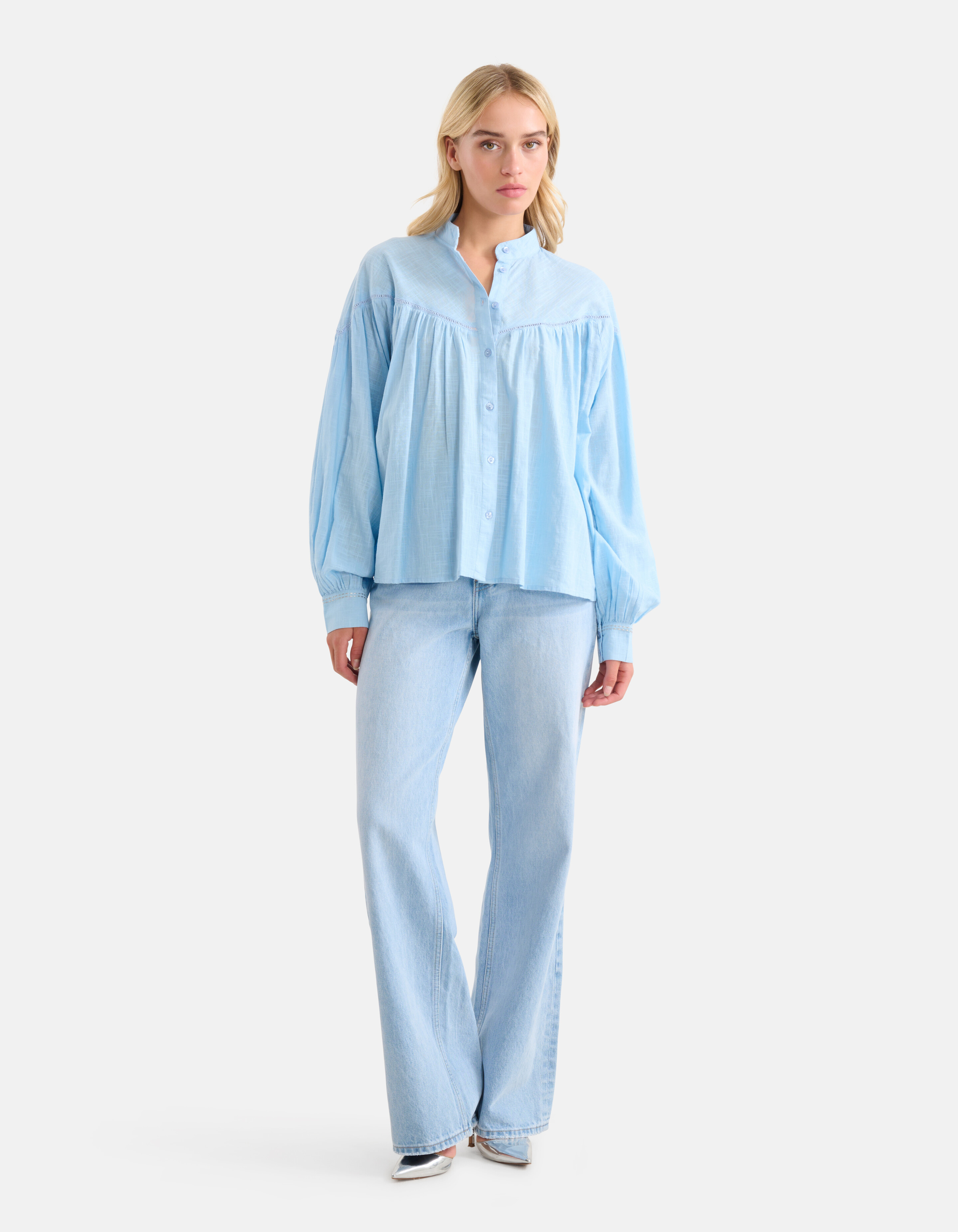 Embroidery Blouse Blauw SHOEBY WOMEN