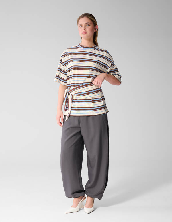 Scarf Striped T-shirt Gebroken Wit SHOEBY WOMEN