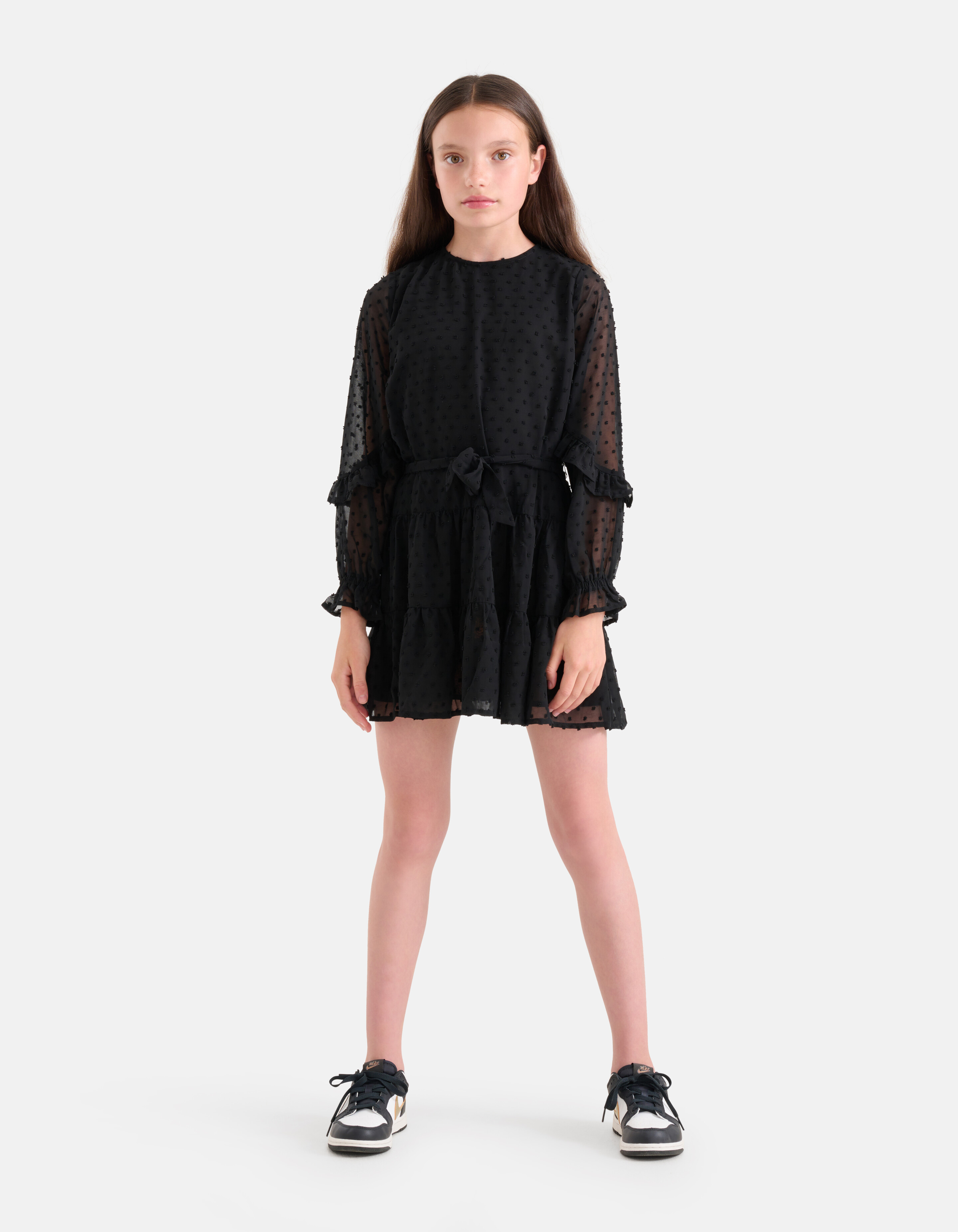 Chiffon Dot Jurk Zwart SHOEBY GIRLS