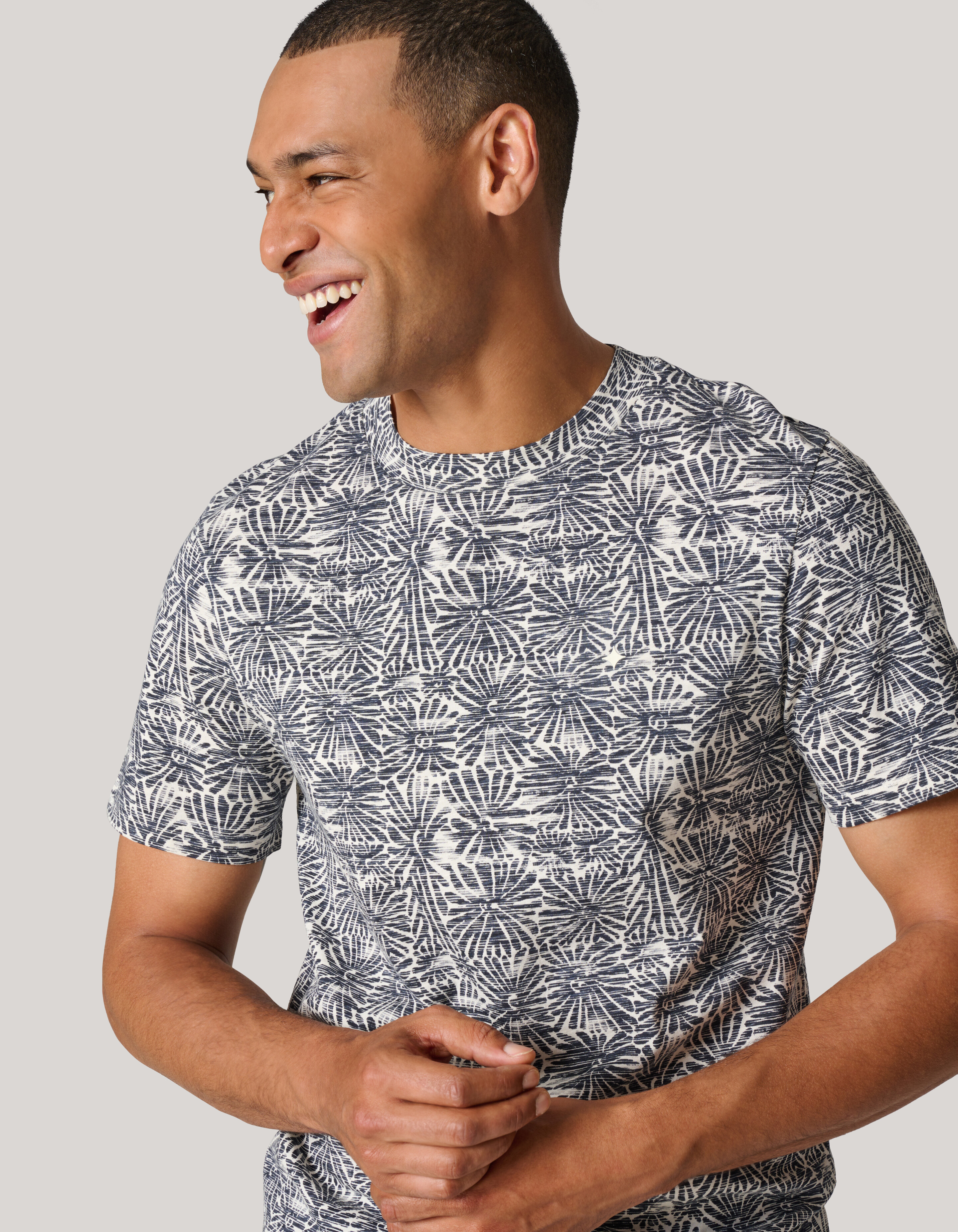 Printed Flower T-shirt Zwart SHOEBY MEN