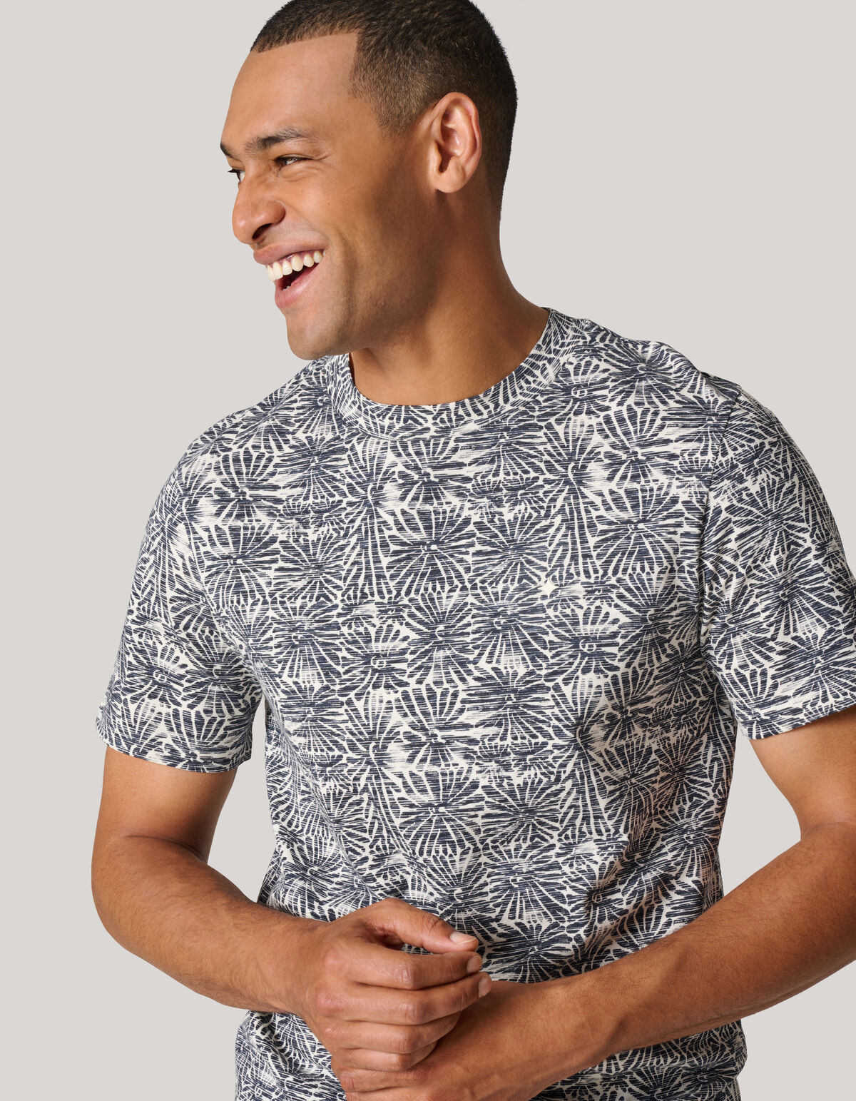 Printed Flower T-shirt Zwart SHOEBY MEN