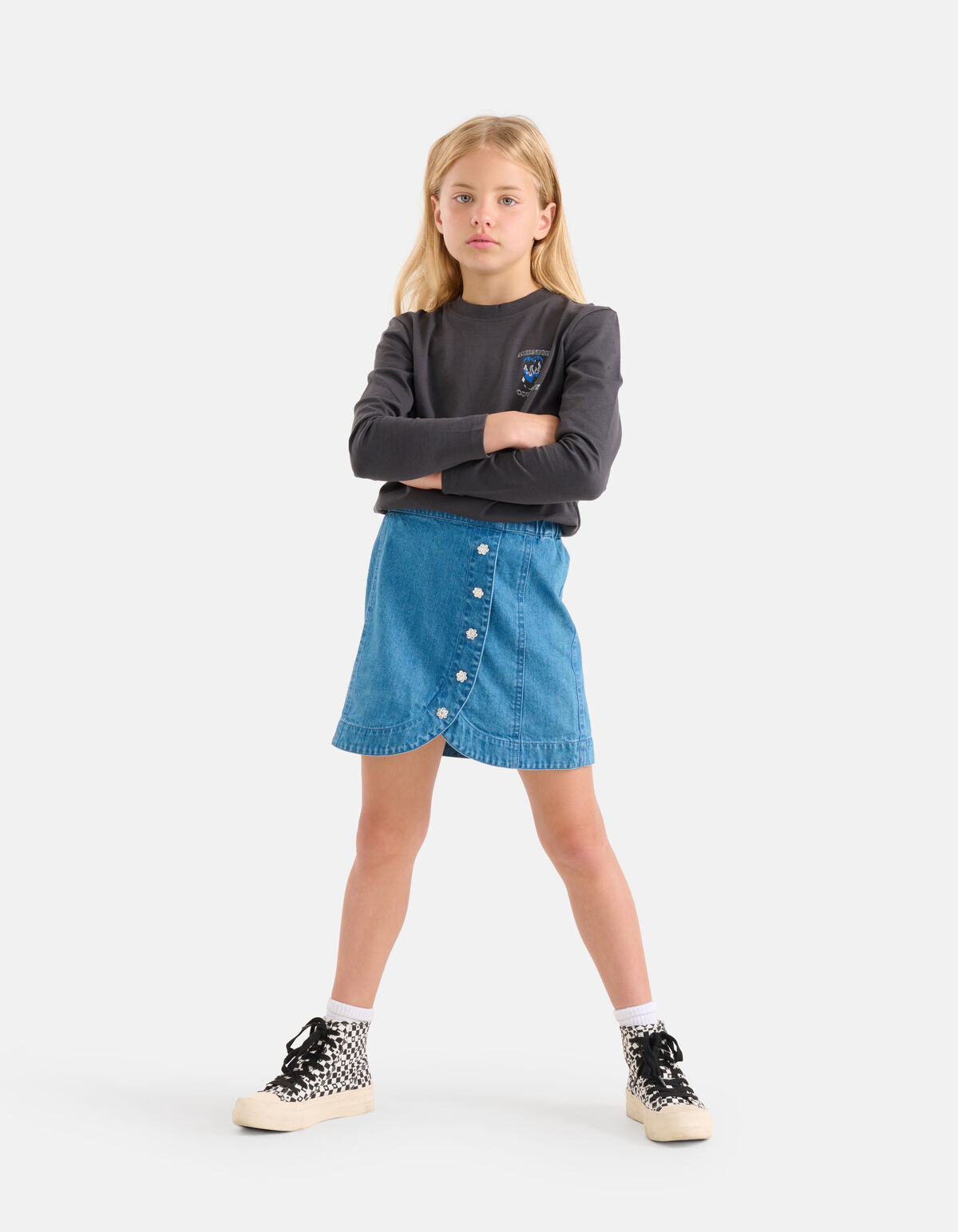 Fringe Longsleeve Donkergrijs SHOEBY GIRLS