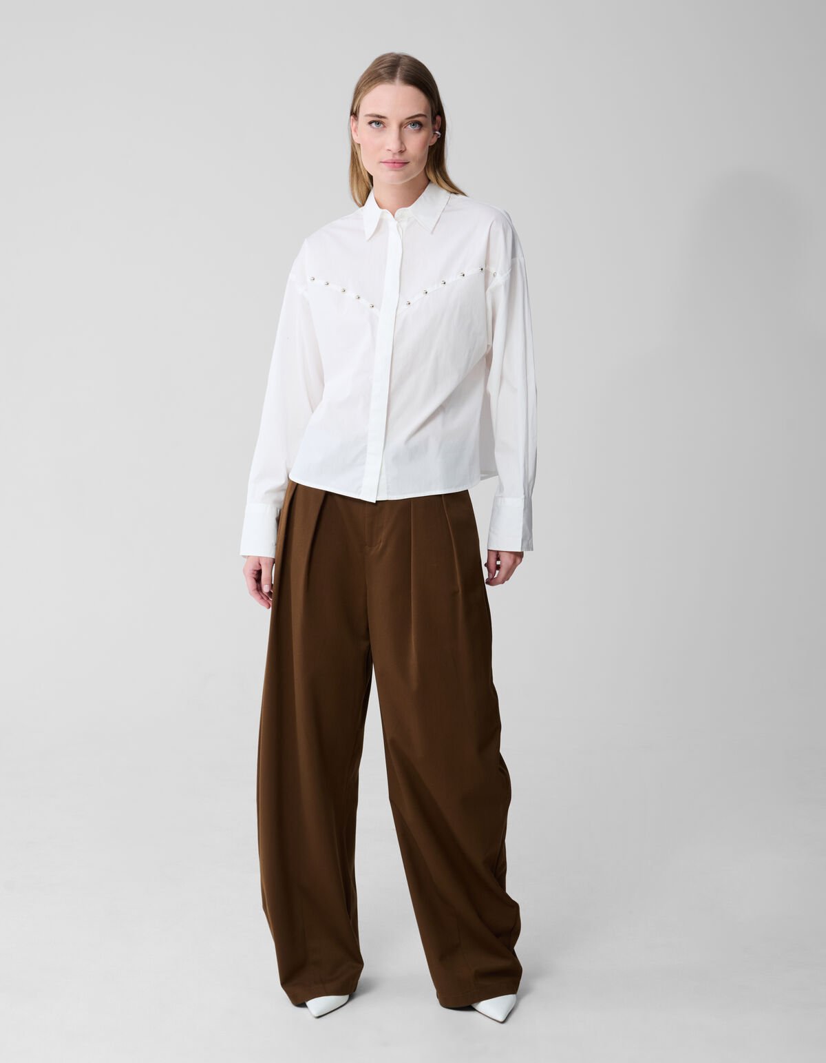 Studs Poplin Blouse Wit SHOEBY WOMEN