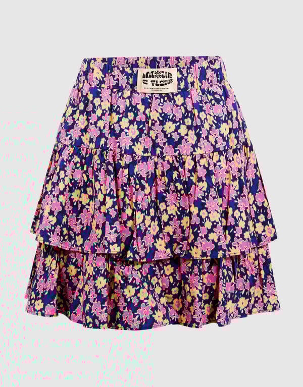 Flower Mini Rok Donkerblauw/Roze SHOEBY GIRLS