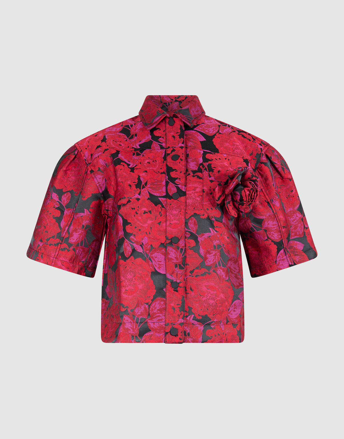 Rose Jacquard Blouse Donkerrood SHOEBY WOMEN