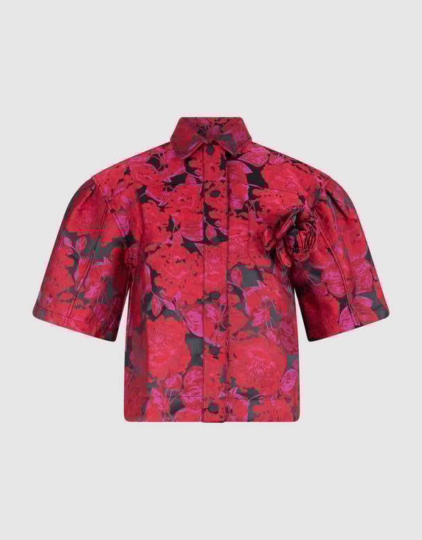 Rose Jacquard Blouse Donkerrood SHOEBY WOMEN