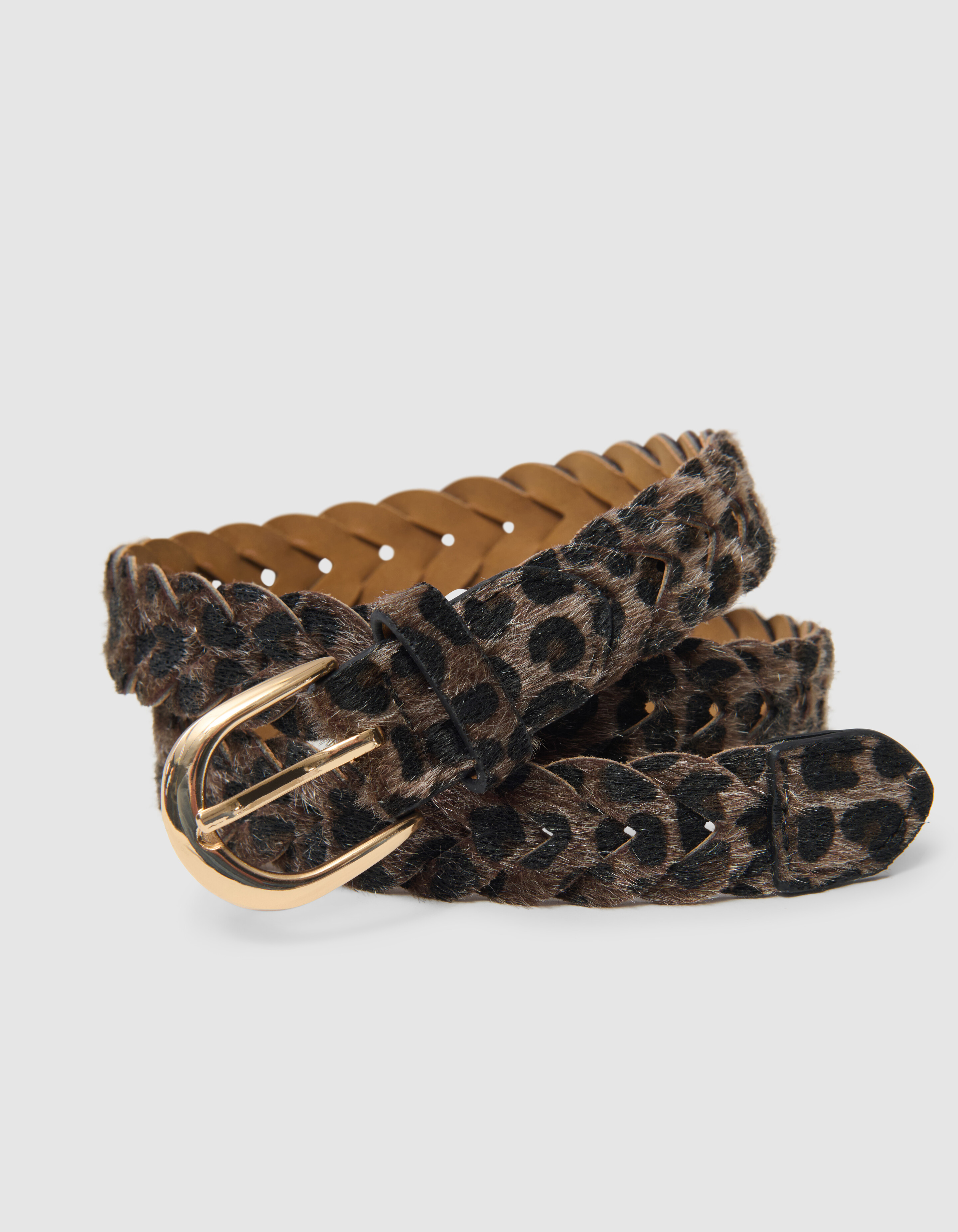 Gevlochten Leopard Riem Bruin SHOEBY ACCESSOIRES
