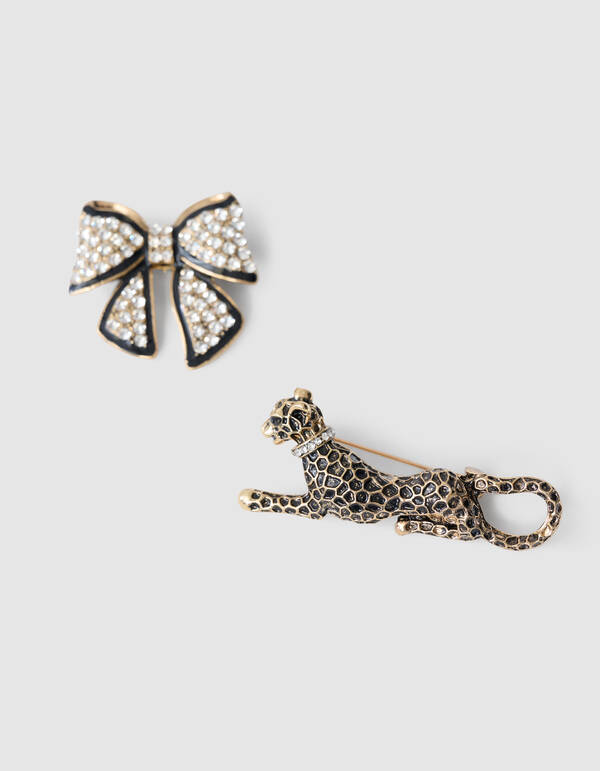 Leopard Strik Broche Set Goud SHOEBY ACCESSOIRES