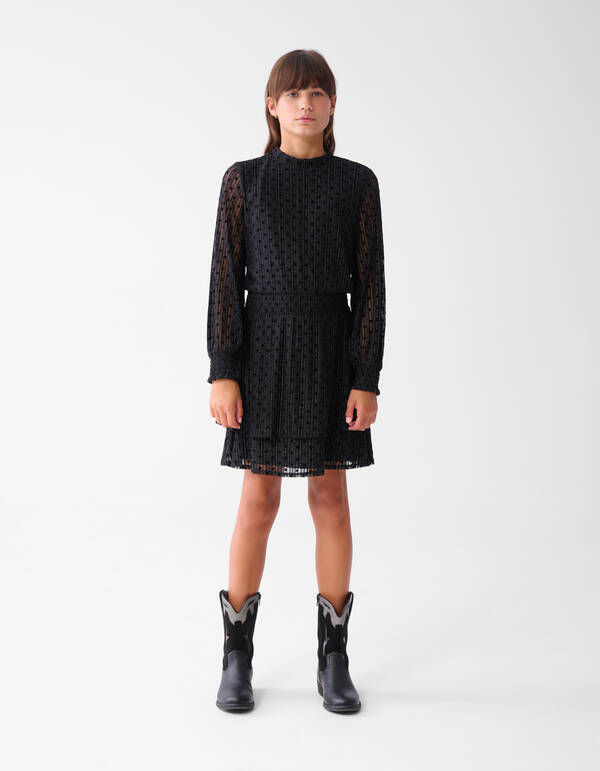 Glitter Mesh Jurk Zwart SHOEBY GIRLS
