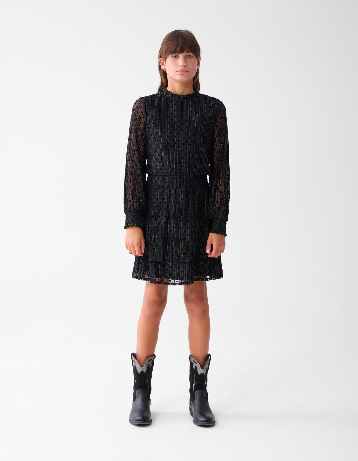 Glitter Mesh Jurk Zwart SHOEBY GIRLS