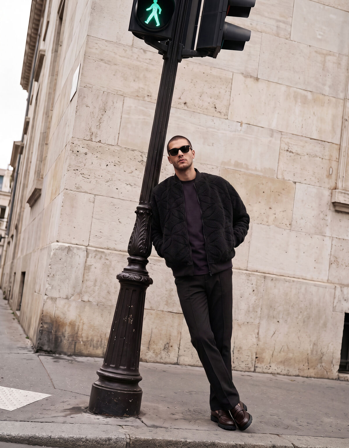 Teddy Jacquard Bomber Jack Donkergrijs SHOEBY MEN