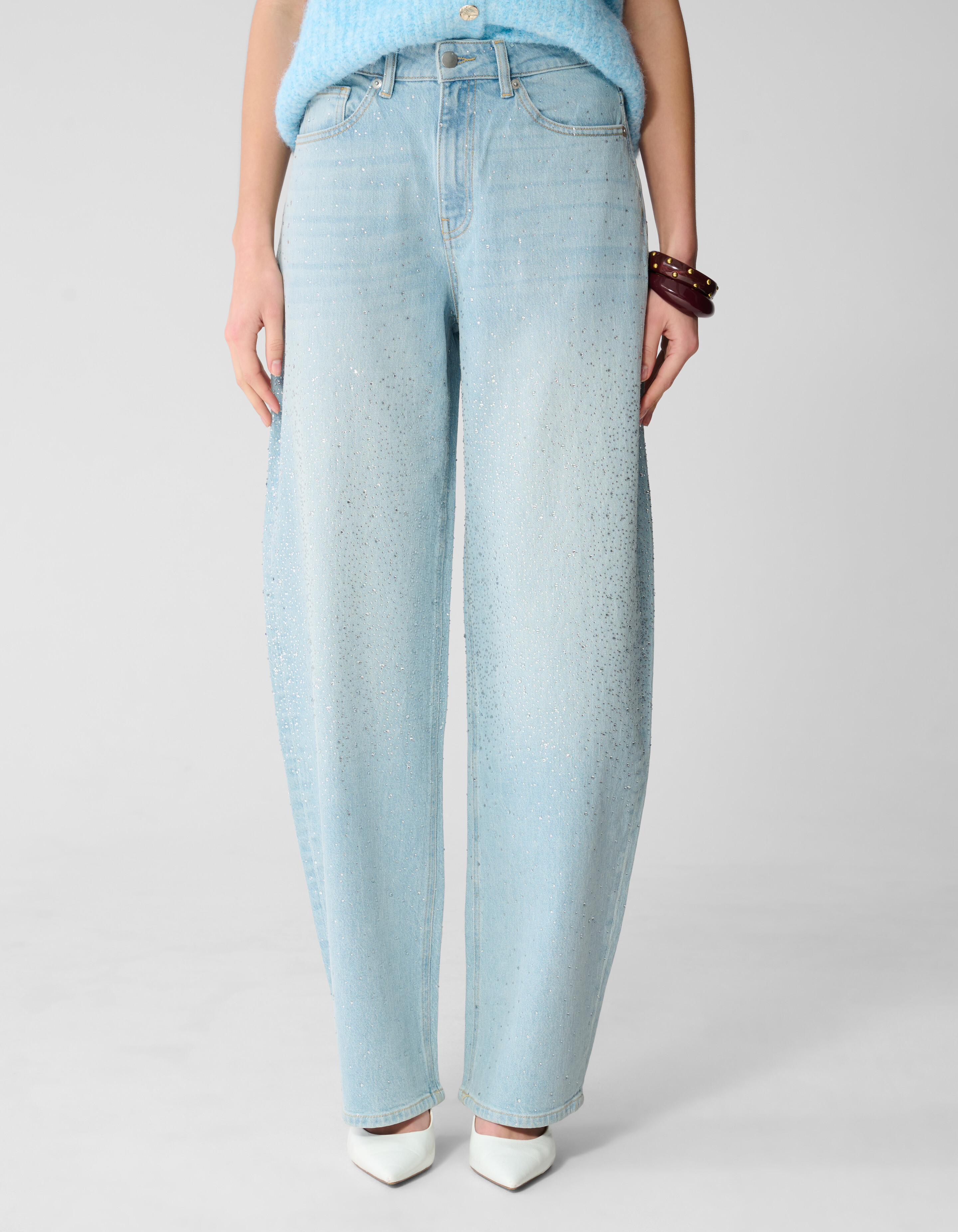 Strass Waterfall Barrel Fit Jeans Bleached SHOEBY WOMEN