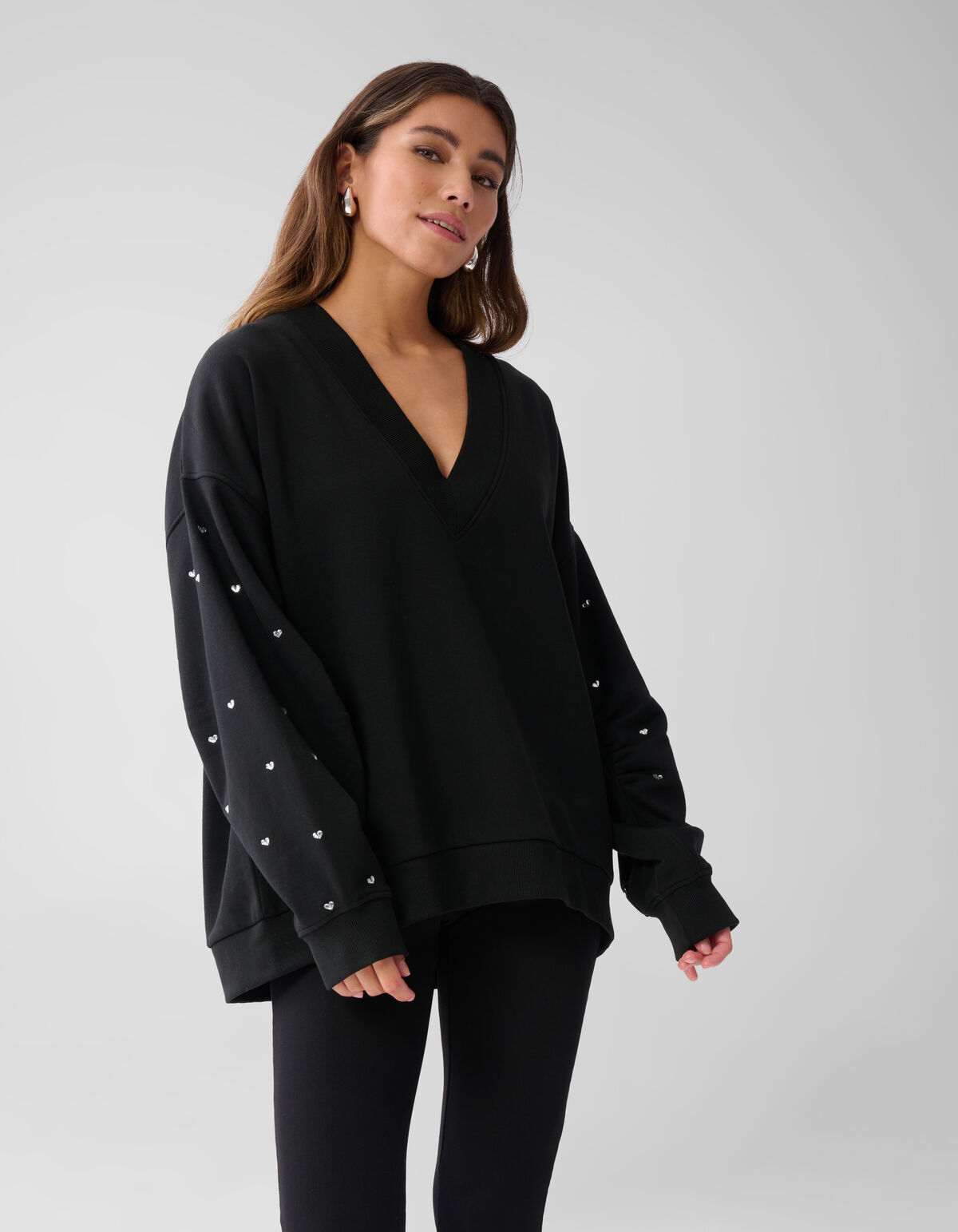 Heart Stud Sweater Zwart SHOEBY WOMEN